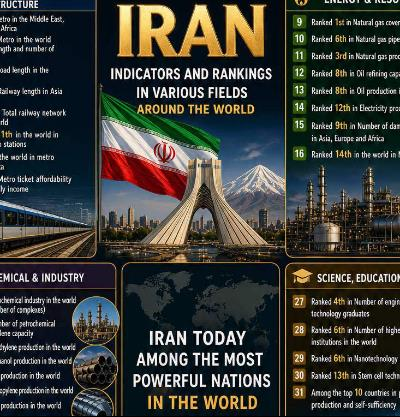 L’Iran figura ai vertici regionali e internazionali in 46 indicatori globali relativi a energia istruzione tecnologia settore militare infrastrutt